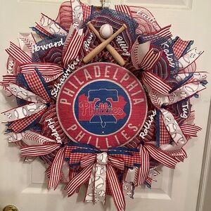 Philadelphia Phillies Holiday Wreath - Red, Blue, White